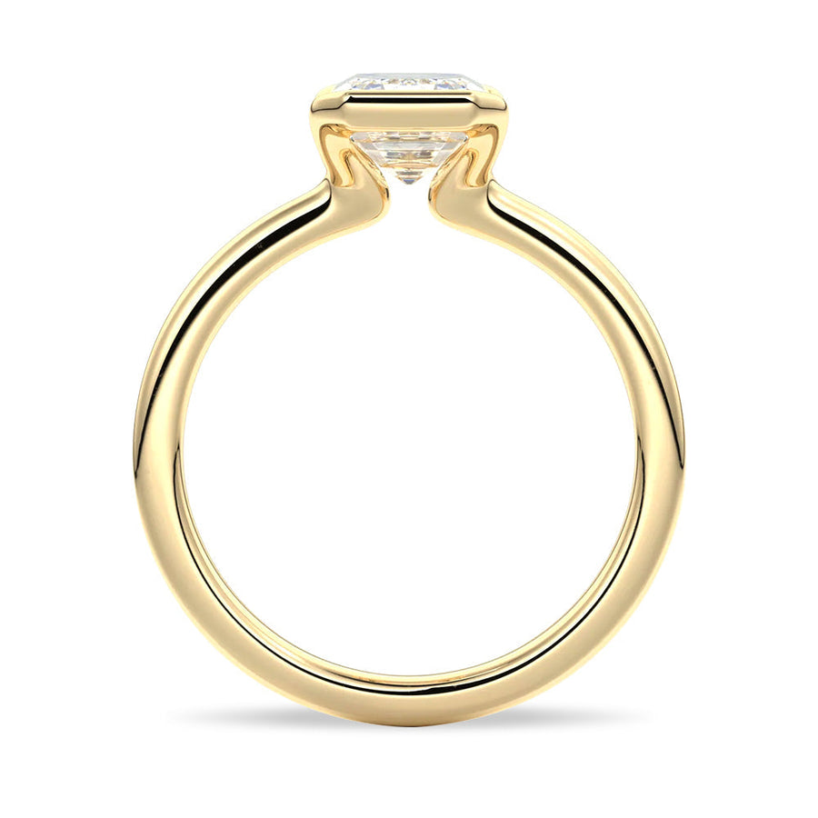 Emerald Cut Moissanite Diamond Solitaire Sterling Silver Ring