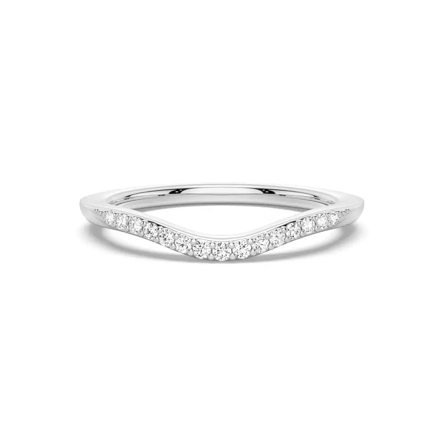 Round Cut Moissanite Diamond Wedding Band Sterling Silver Ring