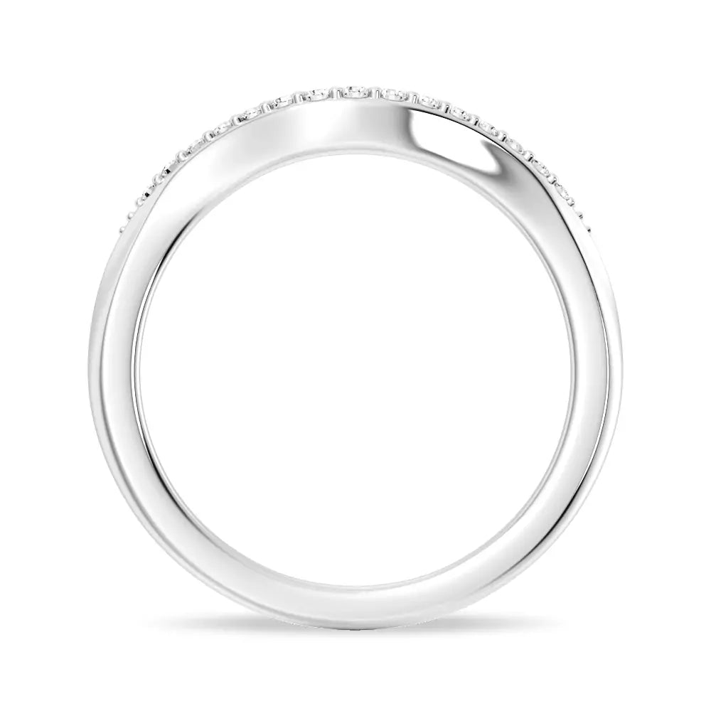 Round Cut Moissanite Diamond Wedding Band Sterling Silver Ring