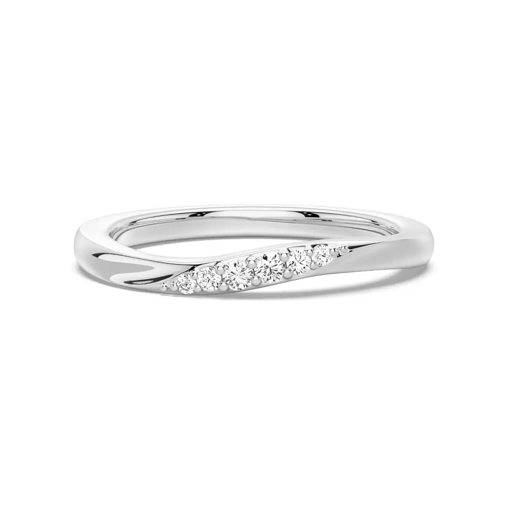 Round Cut Moissanite Diamond Wedding Band Sterling Silver Ring