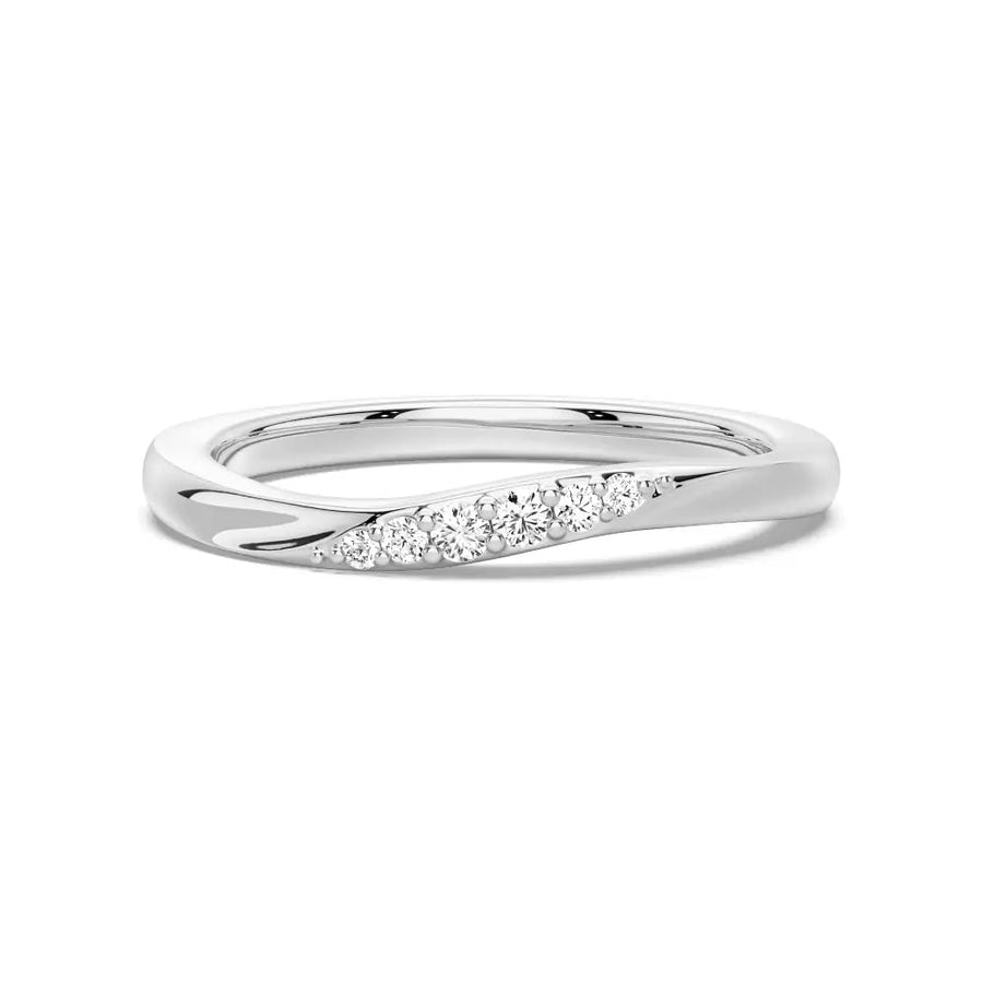 Round Cut Moissanite Diamond Wedding Band Sterling Silver Ring