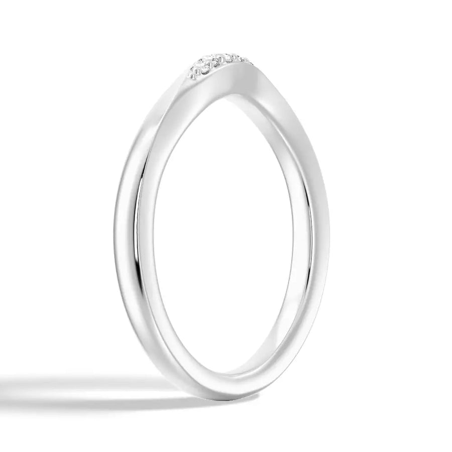 Round Cut Moissanite Diamond Wedding Band Sterling Silver Ring