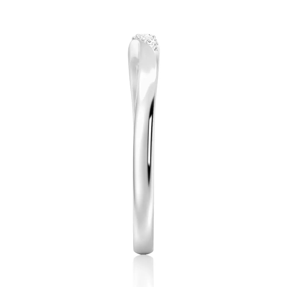 Round Cut Moissanite Diamond Wedding Band Sterling Silver Ring