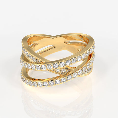 Round Cut Lab Grown Diamond 3 Row Wedding Band 14k Gold Ring