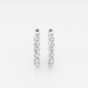 Round Cut Lab Grown Diamond Floating Hoop 14k Gold Earrings