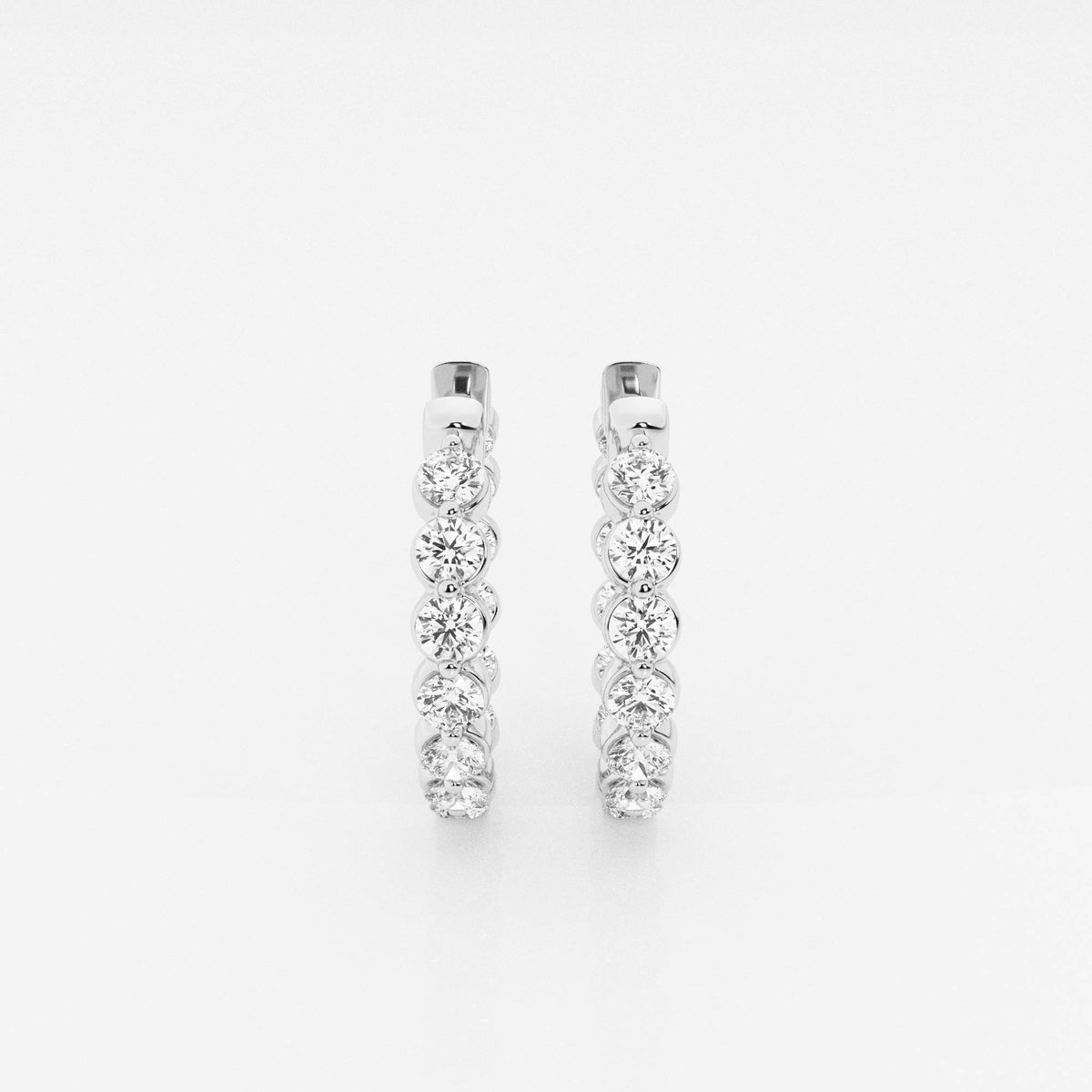 Round Cut Lab Grown Diamond Floating Hoop 14k Gold Earrings