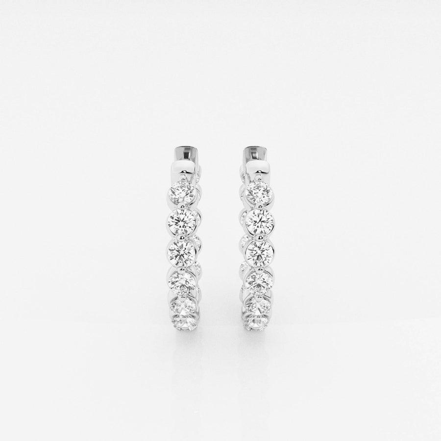 Round Cut Lab Grown Diamond Floating Hoop 14k Gold Earrings