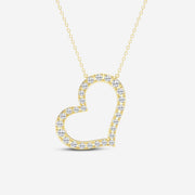 Round Cut Lab Grown Diamond Heart Fashion 14k Gold Pendant