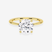Round Cut Moissanite Diamond Classic Solitaire Engagement Sterling Silver Ring