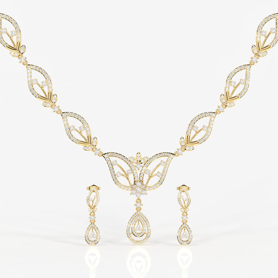 Round Cut Moissanite Diamond Sterling Silver Necklace & Earrings