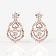 Shop Caratbazaar Heart Bloom Lab Grown Danglers 14k Gold Earrings