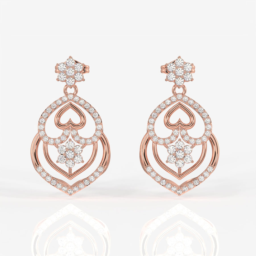 Shop Caratbazaar Heart Bloom Lab Grown Danglers 14k Gold Earrings
