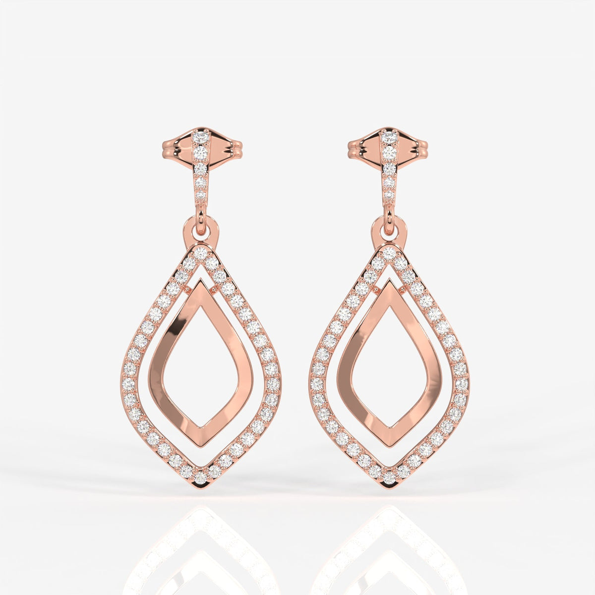 Shop Caratbazaar Luxe Petal Lab Grown Danglers 14k Gold Earrings