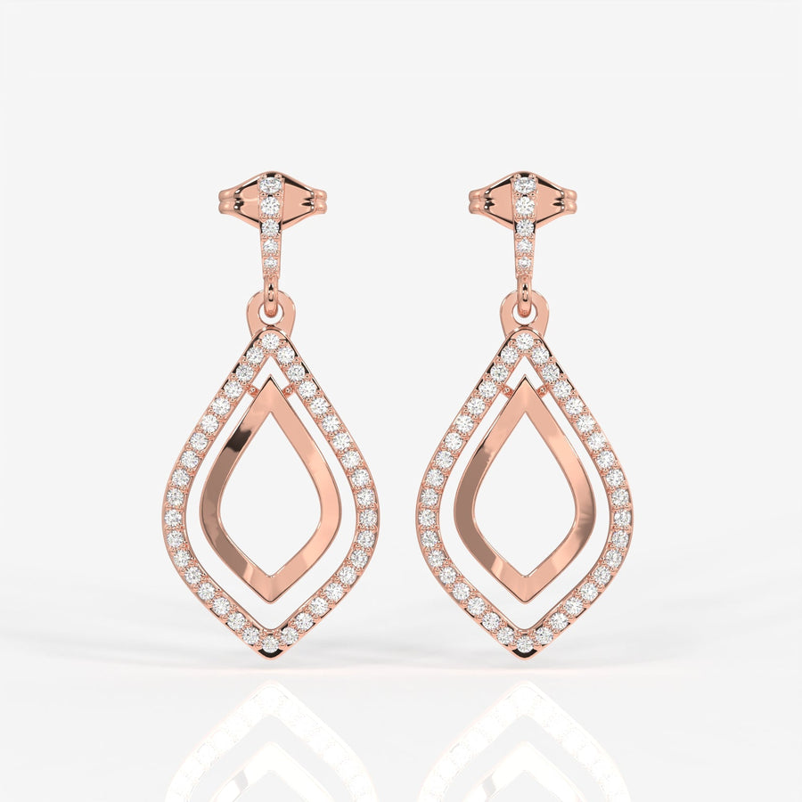 Shop Caratbazaar Luxe Petal Lab Grown Danglers 14k Gold Earrings