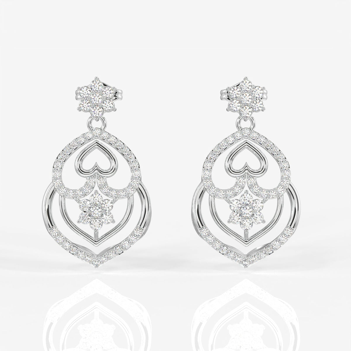 Shop Heart Bloom Lab Grown Danglers 14k Gold Earrings