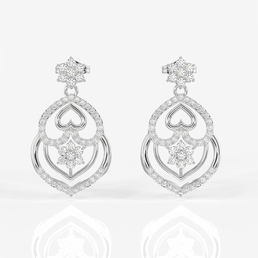 Shop Heart Bloom Lab Grown Danglers 14k Gold Earrings