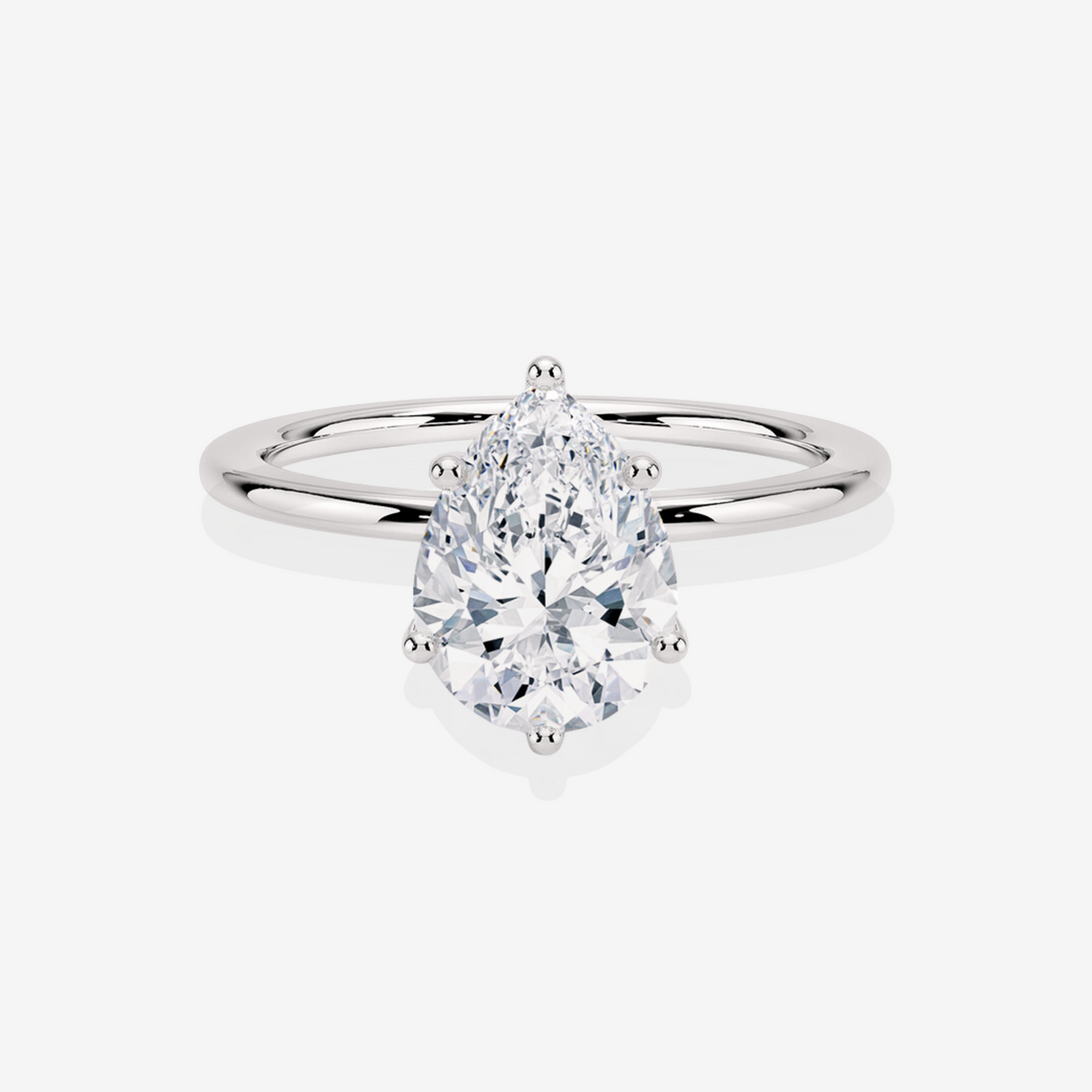 Shop Premium Pear Cut Moissanite Diamond Classic Solitaire Engagement Sterling Silver Ring