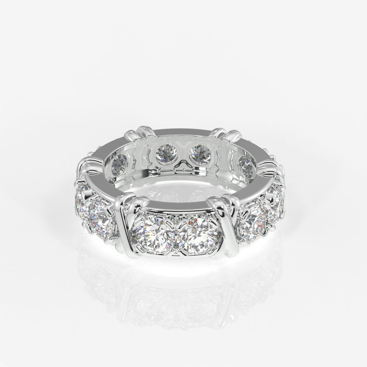 Shop Round Cut Moissanite Diamond Eternity Band 18K Gold Ring