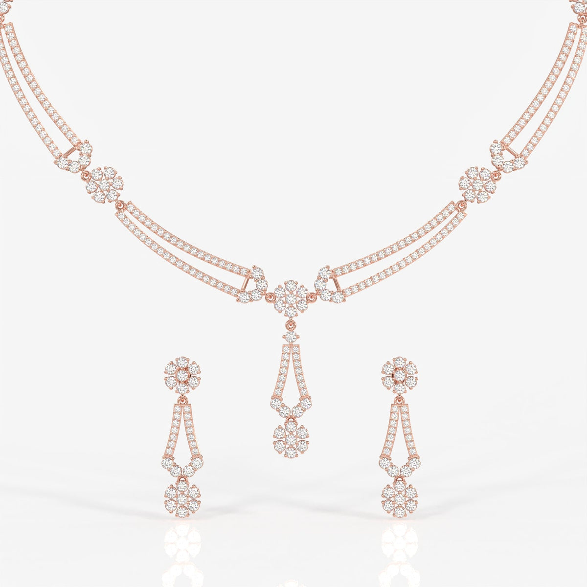 Shop Round Cut Moissanite Diamond Sterling Silver Necklace & Earrings Today