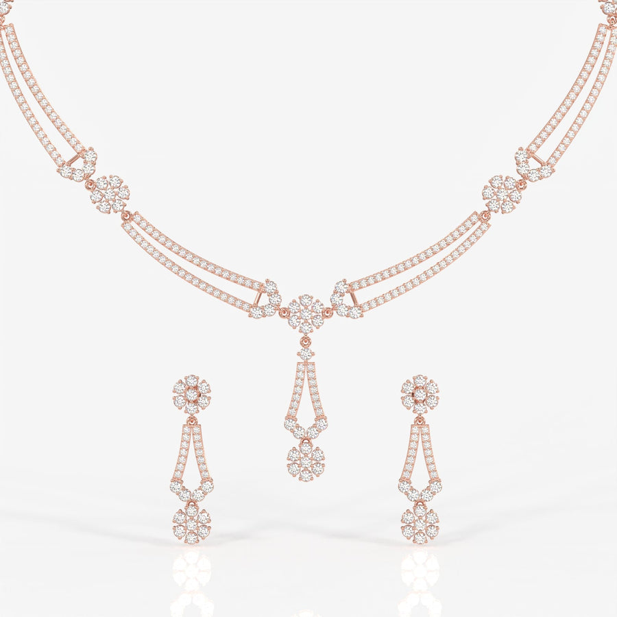 Shop Round Cut Moissanite Diamond Sterling Silver Necklace & Earrings Today