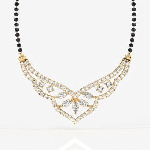 Round & Marquise Cut Moissanite Diamond Women's Sterling Silver Mangalsutra