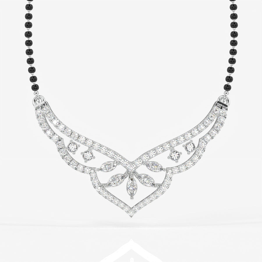 Round & Marquise Cut Moissanite Diamond Women's Sterling Silver Mangalsutra