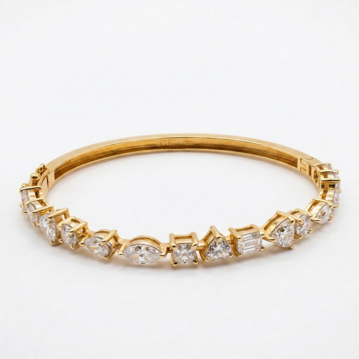 Multi shape Moissanite Diamond One Lane Fashion Sterling Silver Bracelet