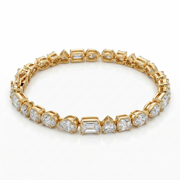 Multi shape Moissanite Diamond Tennis Sterling Silver Bracelet