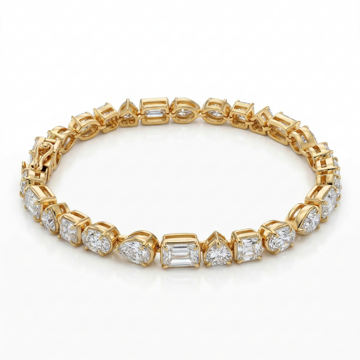 Multi shape Moissanite Diamond Tennis Sterling Silver Bracelet