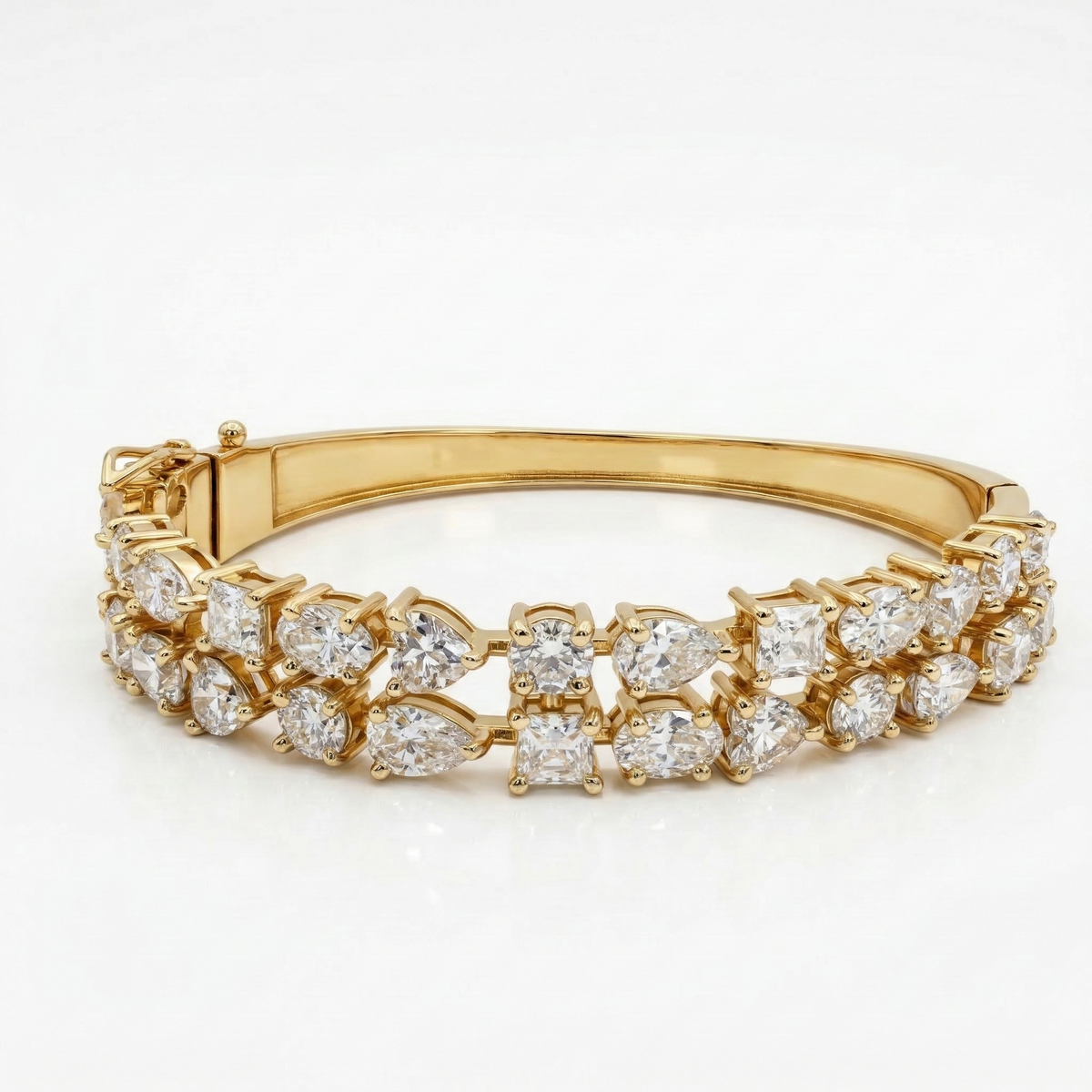 Multi shape Moissanite Diamond Double Lane Fashion Sterling Silver Bracelet