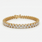 Pear Cut Moissanite Diamond Fashion Sterling Silver Bracelet