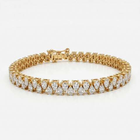 Pear Cut Moissanite Diamond Fashion Sterling Silver Bracelet