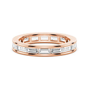 Channel Emerald Cut Moissanite Diamond Eternity Band Sterling Silver Ring