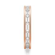Channel Emerald Cut Moissanite Diamond Eternity Band Sterling Silver Ring