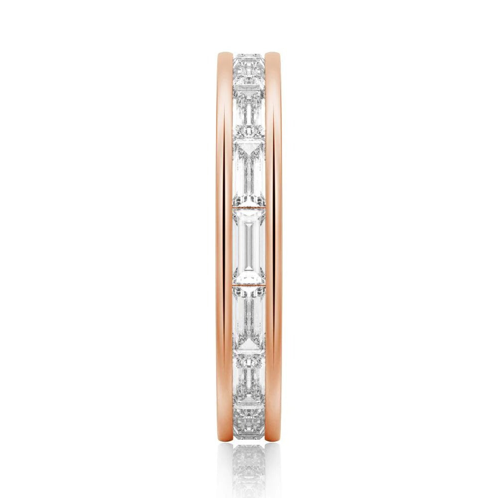Channel Emerald Cut Moissanite Diamond Eternity Band Sterling Silver Ring
