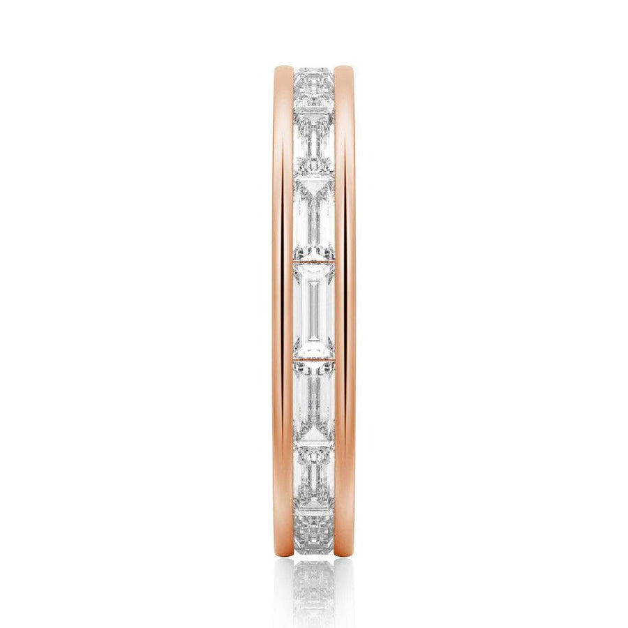 Channel Emerald Cut Moissanite Diamond Eternity Band Sterling Silver Ring