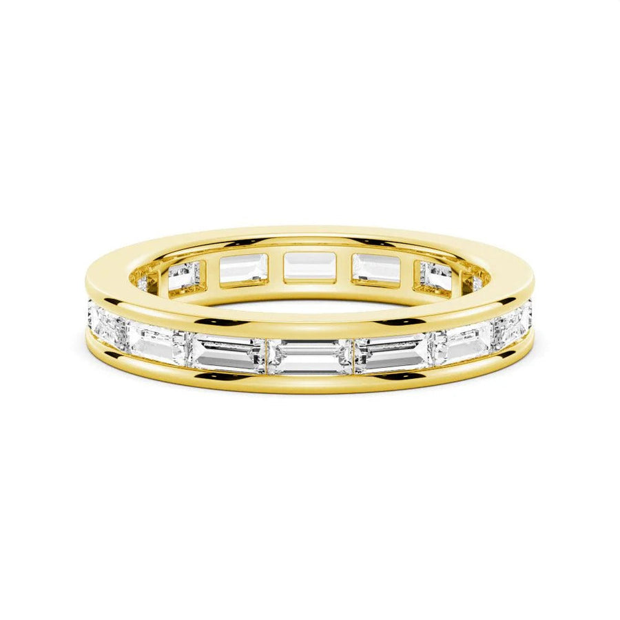 Channel Emerald Cut Moissanite Diamond Eternity Band Sterling Silver Ring