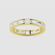 Channel Emerald Cut Moissanite Diamond Eternity Band Sterling Silver Ring