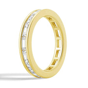 Channel Emerald Cut Moissanite Diamond Eternity Band Sterling Silver Ring