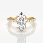 Marquise Cut Moissanite Diamond Pave 14k Gold Ring