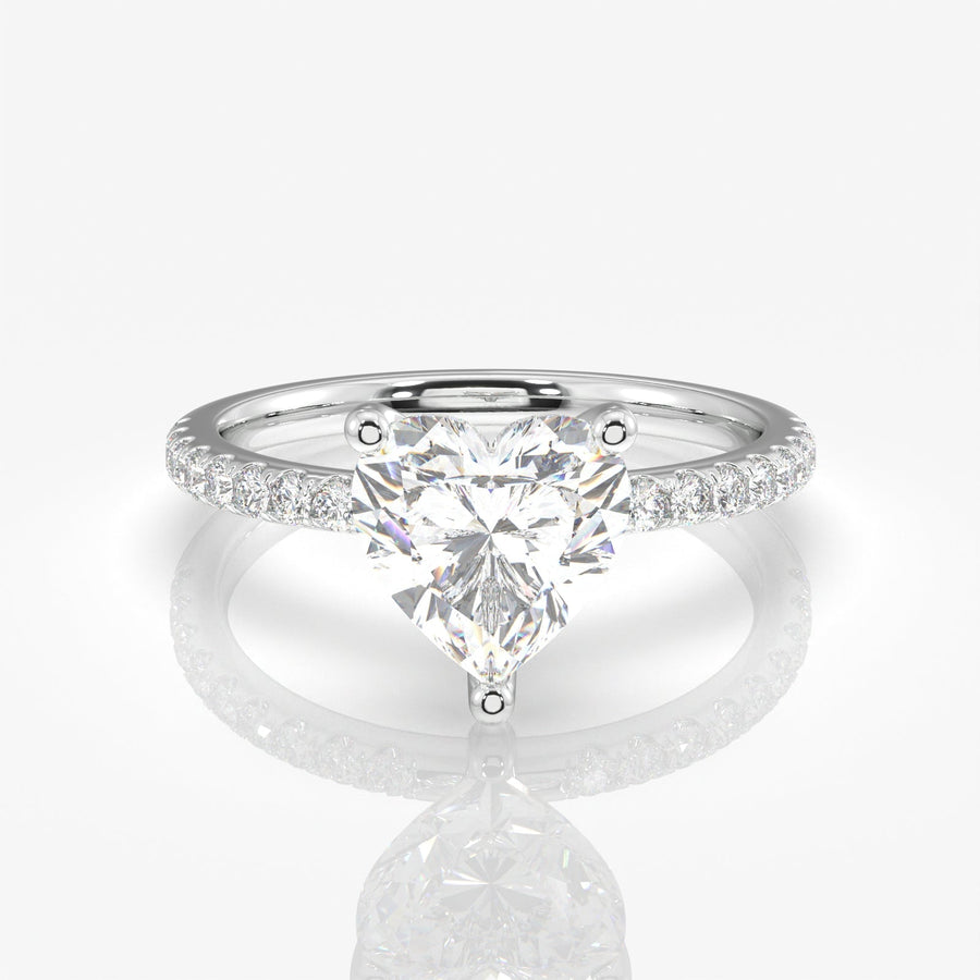 Heart Cut Moissanite  Pave 14k Gold Ring