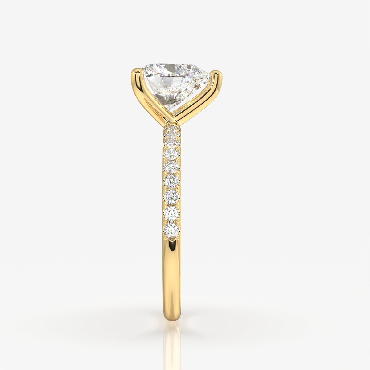 Heart Cut Moissanite Diamond Pave Sterling Silver Ring