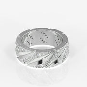 Round Cut Moissanite Diamond Men's Sterling Silver Ring
