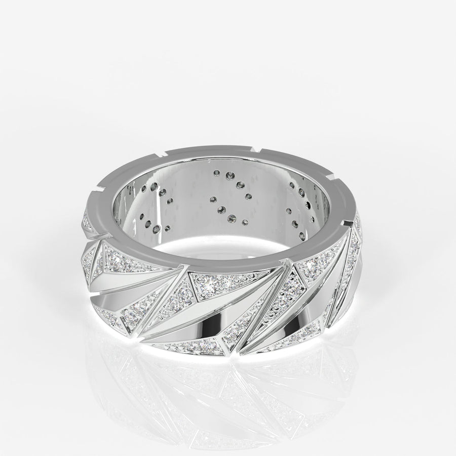Round Cut Moissanite Diamond Men's Sterling Silver Ring