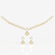 Round and Pear Cut Moissanite Diamond Wedding Sterling Silver Necklace