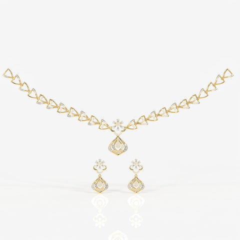 Round and Pear Cut Moissanite Diamond Wedding Sterling Silver Necklace