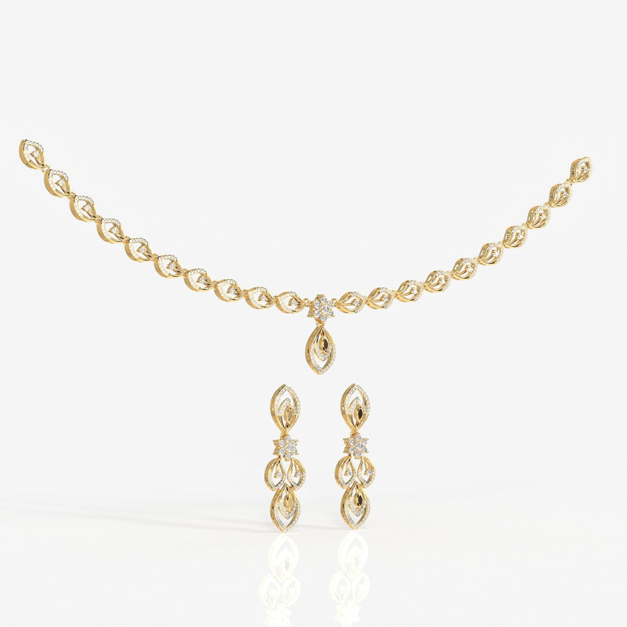 Round & Marquise Moissanite Diamond Wedding Sterling Silver Necklace