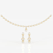 Round & Marquise Moissanite Diamond Wedding Sterling Silver Necklace