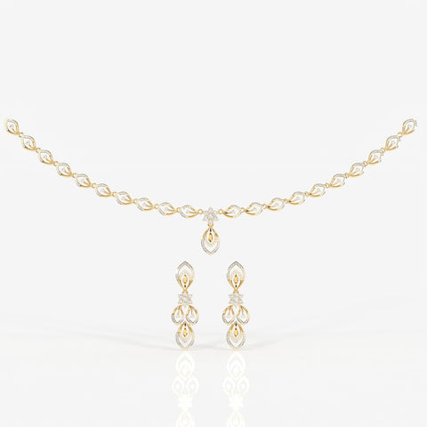 Round & Marquise Moissanite Diamond Wedding Sterling Silver Necklace