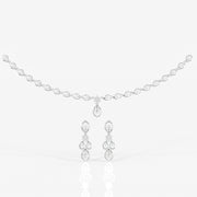 Round & Marquise Moissanite Diamond Wedding Sterling Silver Necklace